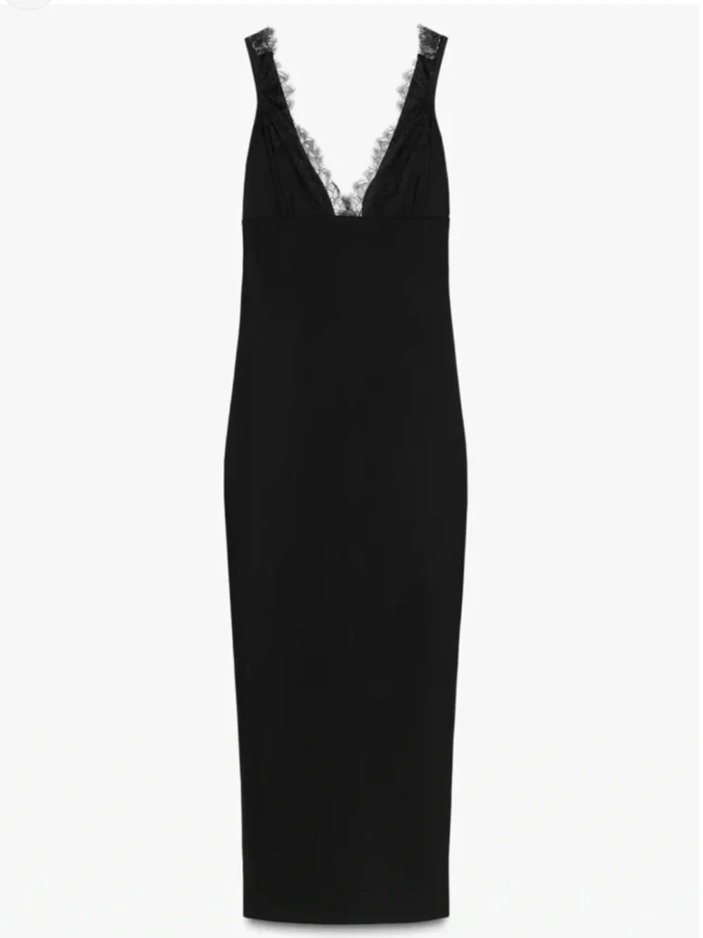 NWT Zara Black Lace V-Neck Slip Midi Dress Fitted Silhouette Night Out LBD Sz M - Picture 16 of 16